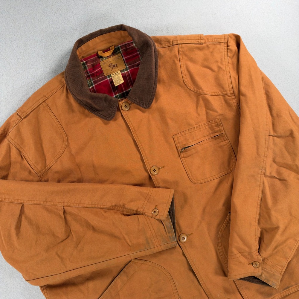 Moose Creek XXL Cotton Canvas Field Jacket Plaid Lined Corduroy Collar